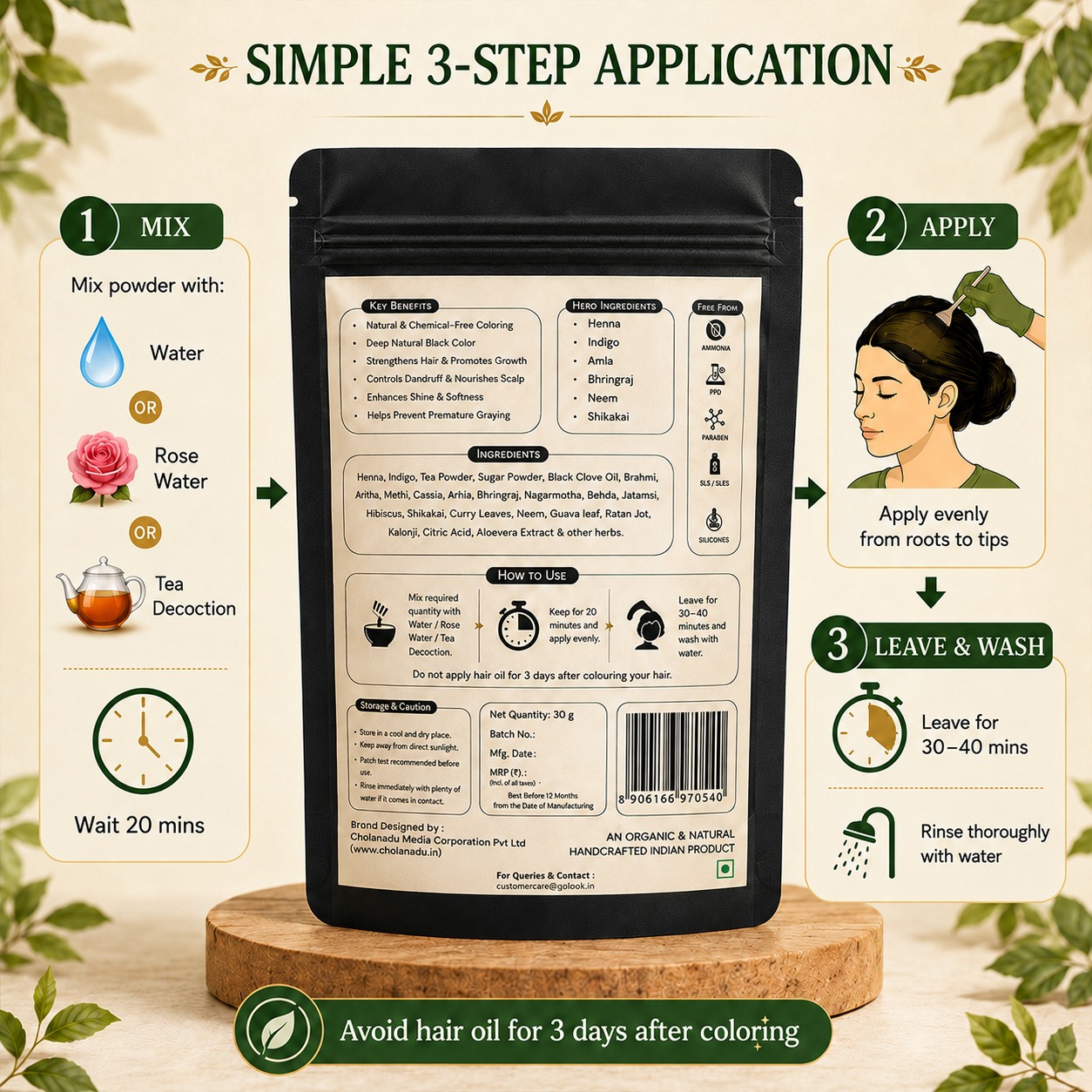 Herbal Hair Color - Natural Black - Image 2