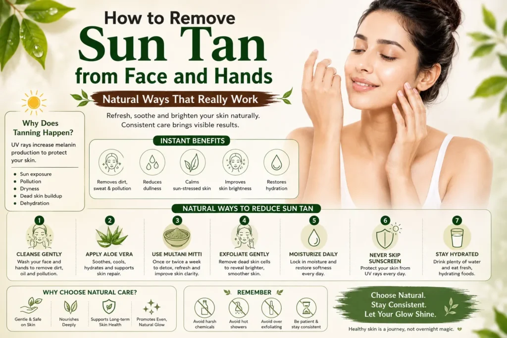 Remove Sun Tan from Face and Hands Instantly