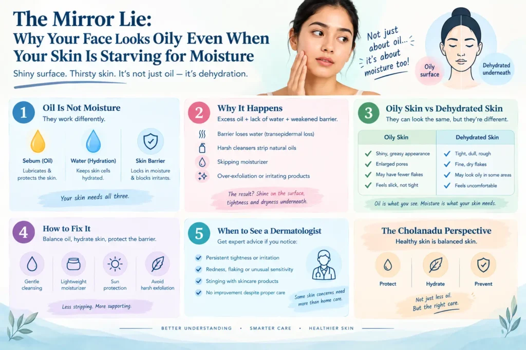 Face Looks Oily Even When Skin Is Dehydrated
